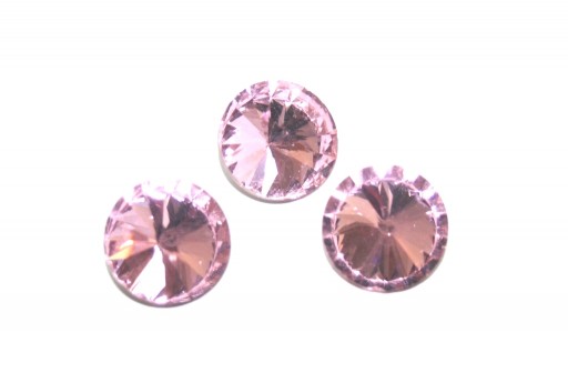 Cabochon Rivoli Tondo Cristallo - Rosa 18mm - 4pz