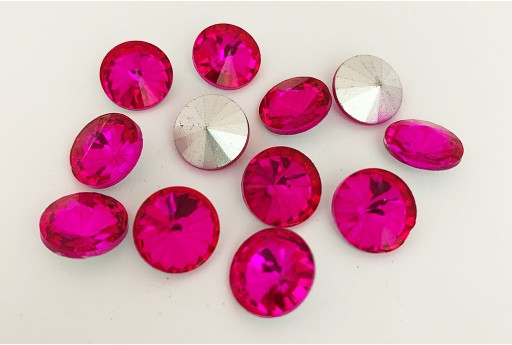 Cabochon Rivoli Tondo Cristallo - Fuchsia 18mm - 4pz