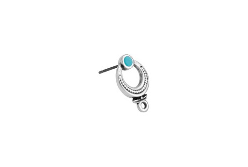 Turquoise Silver Donut Earring 2,1x16,6mm - 2pcs