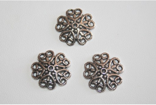 Tibetan Silver Flower Bead Caps 18mm - 2pcs