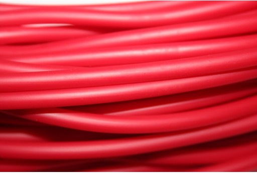 Hollow Rubber Cord Opaque Red 4mm - 1m