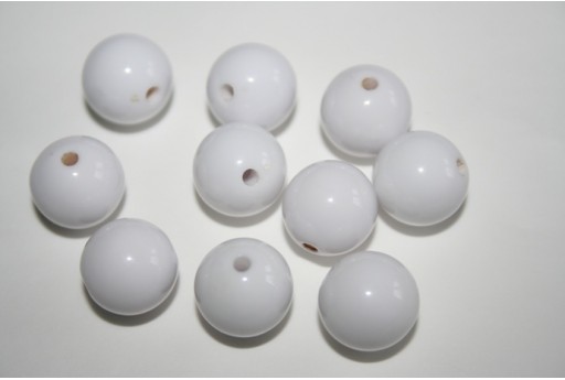 Acrylic Beads White Round 16mm - 20pz