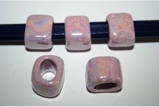 Regaliz Ceramic Slider Beads Lilac 18x16mm - 2pcs