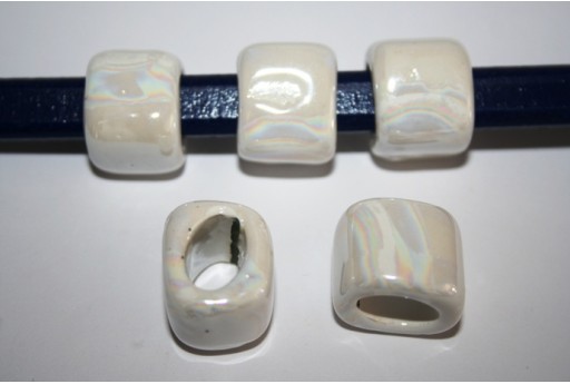 Regaliz Ceramic Slider Beads White 18x16mm - 2pcs