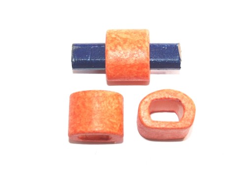Regaliz Ceramic Slider Beads Orange 19x15mm - 2pcs