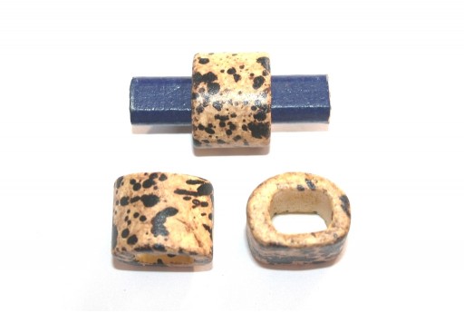 Regaliz Ceramic Slider Beads Beige 19x15mm - 2pcs