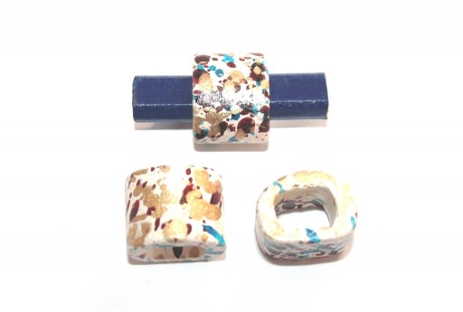 Regaliz Ceramic Slider Beads White 19x15mm - 2pcs