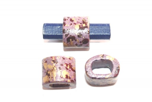 Regaliz Ceramic Slider Beads Purple 19x15mm - 2pcs