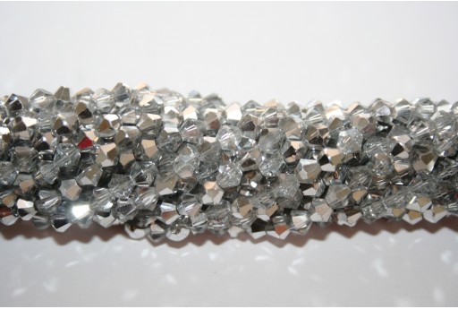 Chinese Crystal Beads Bicone Silver 4mm - 100pcs