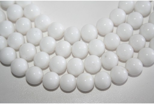 Mashan Jade Round Gemstones White 10mm - 38pcs