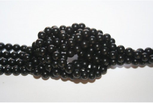 Synthetic Black Stone Matte Plain Rounds 6mm - 64pcs