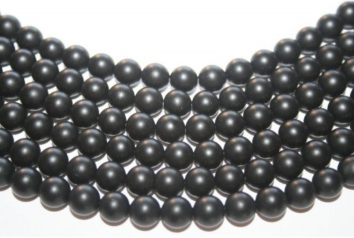 Synthetic Black Stone Matte Plain Rounds 8mm - 48pcs