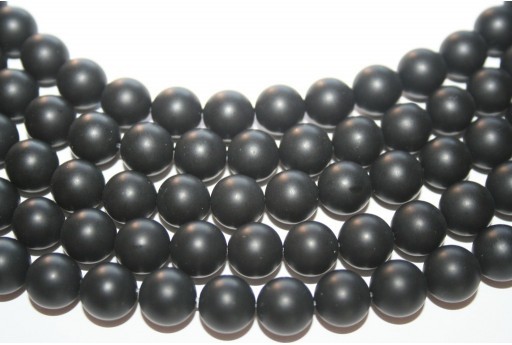 Synthetic Black Stone Matte Plain Rounds 10mm - 38pcs