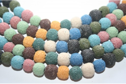 Multi-color Lava Rock Plain Rounds 10mm - 38pcs