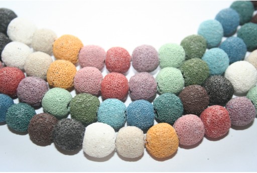 Multi-color Lava Rock Plain Rounds 12mm - 32pcs