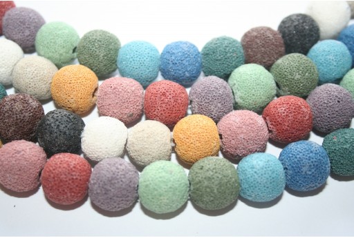 Multi-color Lava Rock Plain Rounds 14mm - 28pcs