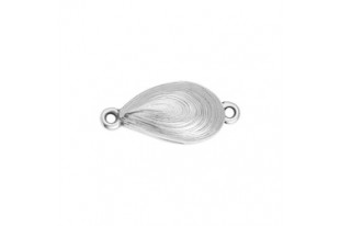 Silver Magnetic clasp mussel with 2 rings 22,9x10,1mm - 1pc