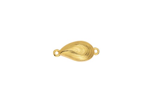 Gold Magnetic clasp mussel with 2 rings 22,9x10,1mm - 1pc