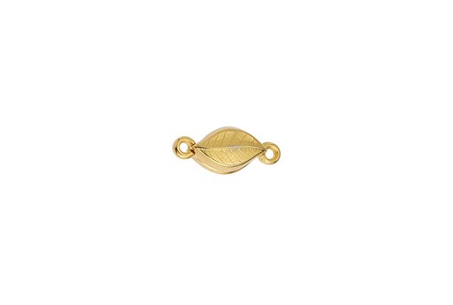 Gold Magnetic clasp leaf with 2 rings 7,4X17,6mm - 1pc