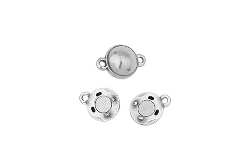 Silver Magnetic clasp sphere with 2 rings 10x15mm - 1pc