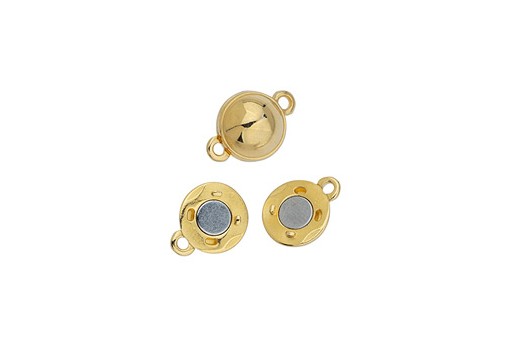 Gold Magnetic clasp sphere with 2 rings 10x15mm - 1pc