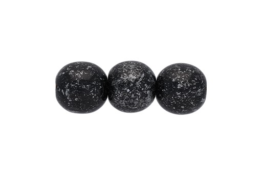 Czech Round Beads Silver Marbled Jet 8mm - 30pcs