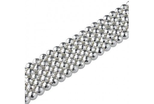 Silver Hematite Faceted Round Gemstones 4mm - 100pcs-perlinebijoux.com-