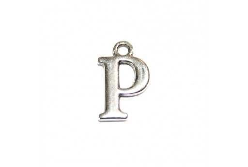 Antique Silver Plated Alphabet Charms Letter P 12mm - 2pcs-perlinebijoux.com-
