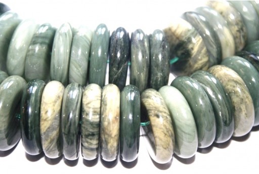 Pietre Dure Quarzo Green Line Bottone 25x7mm - 2pz-perlinebijoux.com- 2