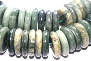 Pietre Dure Quarzo Green Line Bottone 25x7mm - 2pz-perlinebijoux.com-