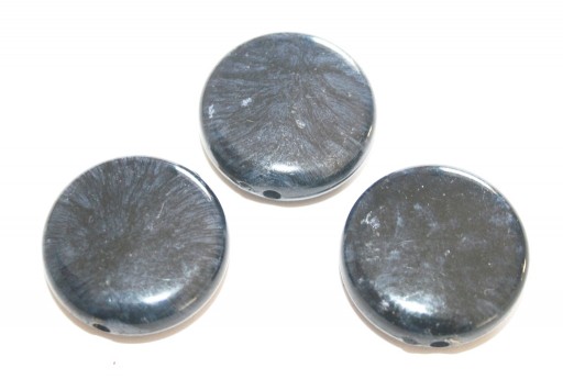 Acrylic Beads Coin Blue 27x9mm - 8pcs-perlinebijoux.com