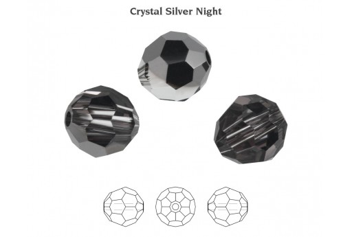Perline Round 5000 Swarovski Silver Night 10mm - 2pz