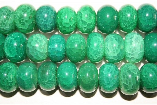 Cracked Agate Green Rondelle Bead 10x14mm - 4pcs