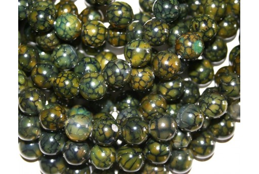 Cracked Agate Green Round Beads 14mm - 28pcs