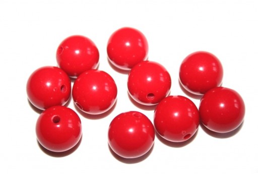 Red Round Acrylic Beads 14mm - 25pcs
