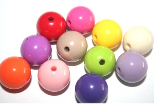 Perline Acrilico Tondo Colori Misti 16mm - 20pz
