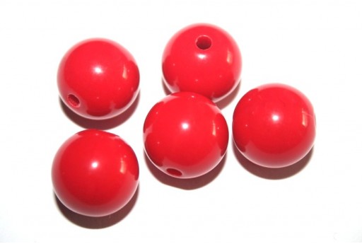 Perline Acrilico Tondo Rosso 16mm - 20pz