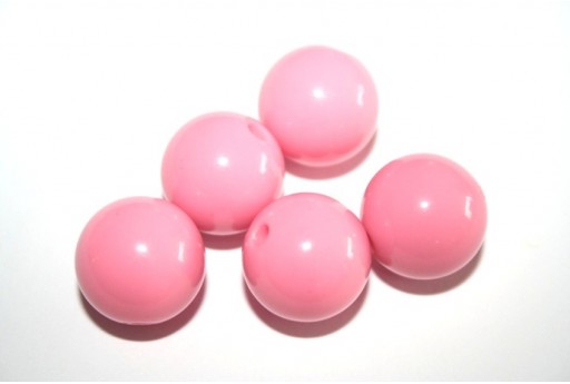 Pink Round Acrylic Beads 16mm - 20pcs
