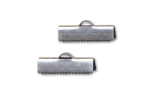 Stainless Steel Ribbon Crimp Ends Rectangle 10x25mm - 4pcs