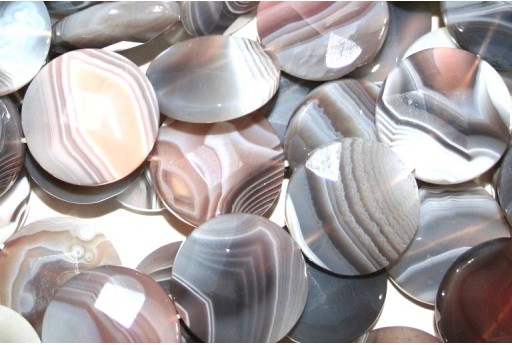 Pietre Dure Agata Botswana Grigia Pasticca Sfaccettata 30mm - 2pz