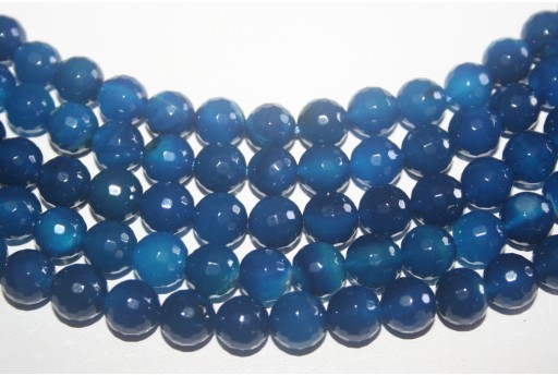 Blue Agate Faceted Round 10mm - 37pcs