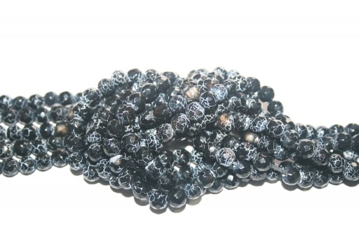 Gray Fire Agate Faceted Round Gemstones 8mm - 46pcs