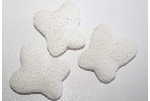 Filo Pietra Lavica Farfalla Bianca 26x28mm - 15pz