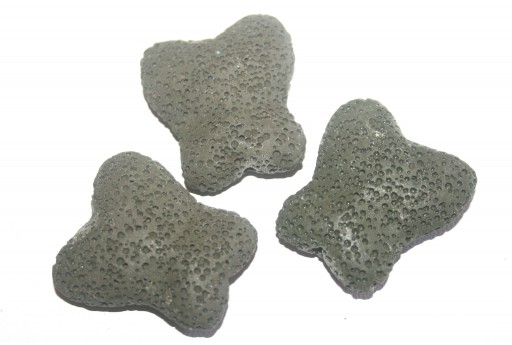 Pietra Lavica Farfalla Verde Scuro 26x28mm - 2pz