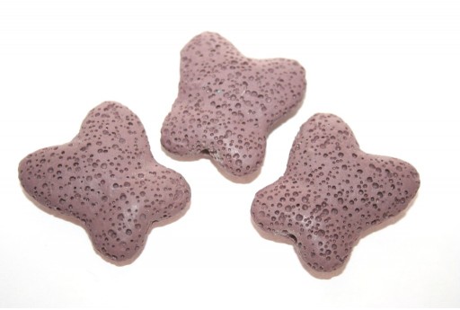 Pietra Lavica Farfalla Viola 26x28mm - 2pz