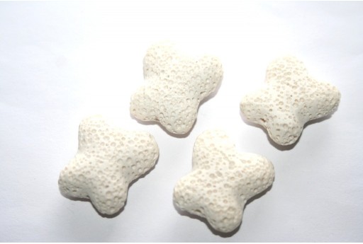 Pietra Lavica Farfalla Bianca 21x20mm - 2pz