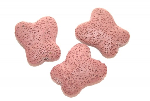 Pietra Lavica Farfalla Rosa 21x20mm - 2pz