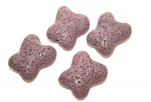 Purple Butterfly Lava Stone 21x20mm - 2pcs