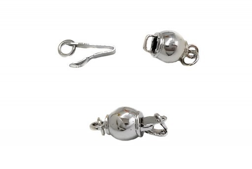 Brass Box Clasps Rhodium Color Round 8mm