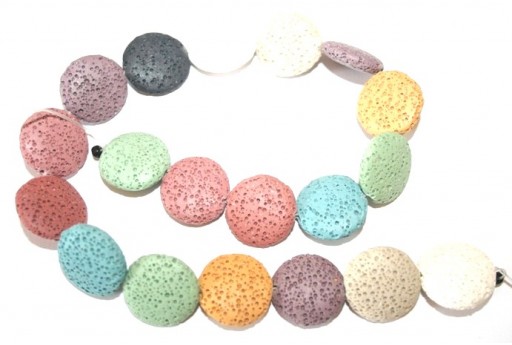 Lava Stone Thread Multicolor Tablet 20mm - 19pcs